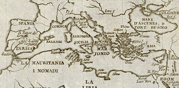 Le colonie fenicie in una tavola del XVIII secolo